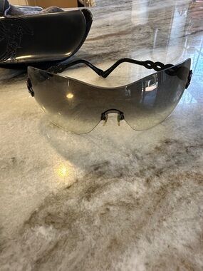 Versace Rimless Shield Sunglasses in Smoke Gradient